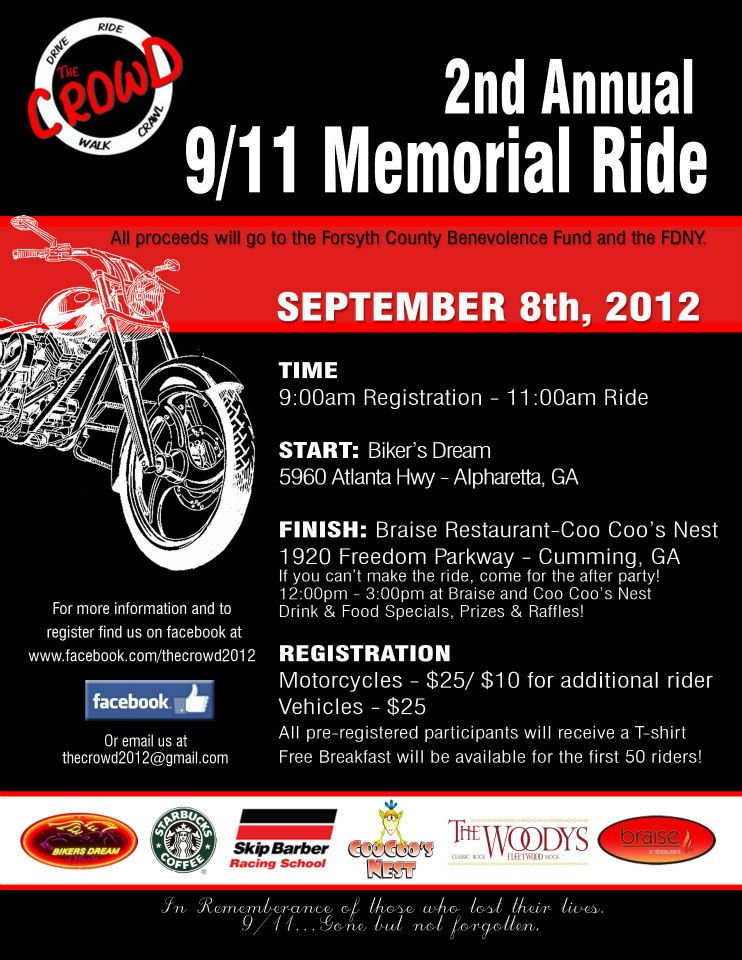 9/11 Memorial Benefit Ride - Cumming GA Forsyth County
