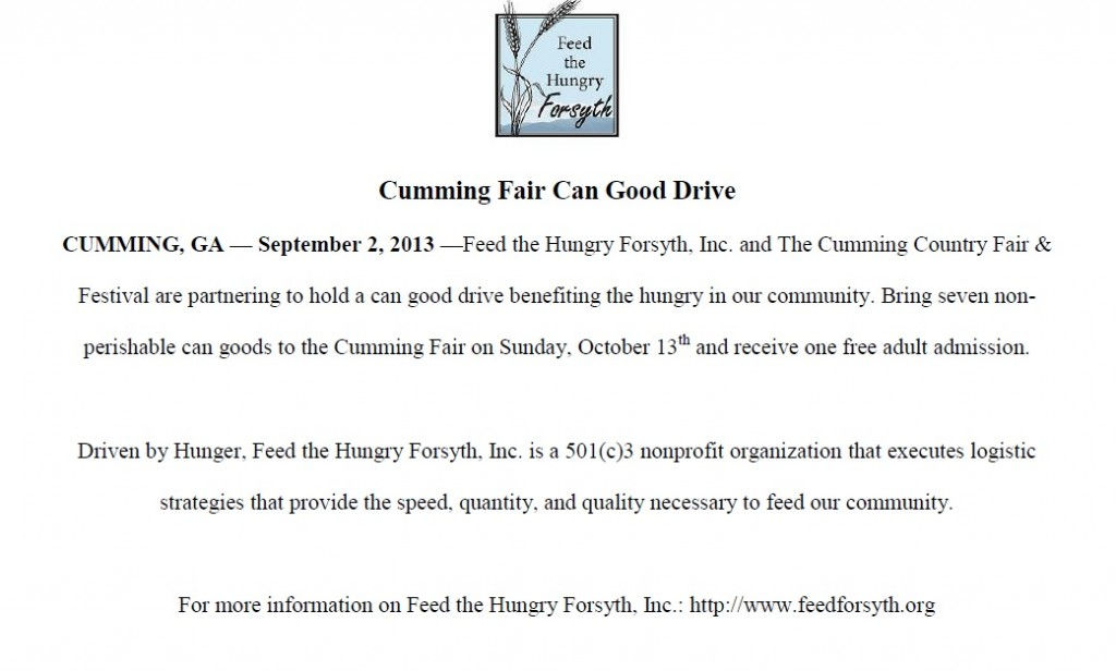 Cumming Fair Food Drive