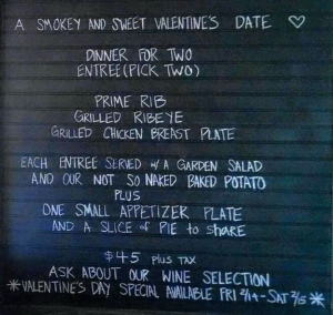 Jim 'N Nicks Valentine Menu